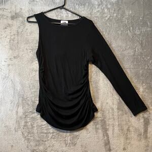 LNA Black Cutout Shoulder Ribbed Top Sz XL Sexy Laid-Back Luxury‎ West Coast New